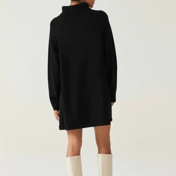 NWT Ba&sh Medee Black Turtleneck Sweater Knit Mini Dress Wool Medium - Picture 2 of 15